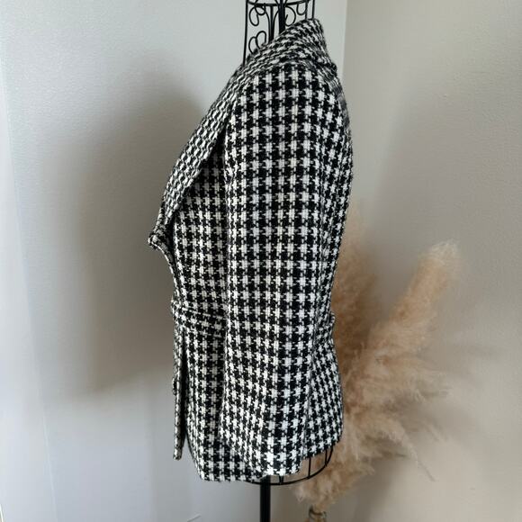 Arden B. Plaid Houndstooth Blazer 3/4 Sleeve Jacket Medium-Preppy, Old-Money - Picture 4 of 8